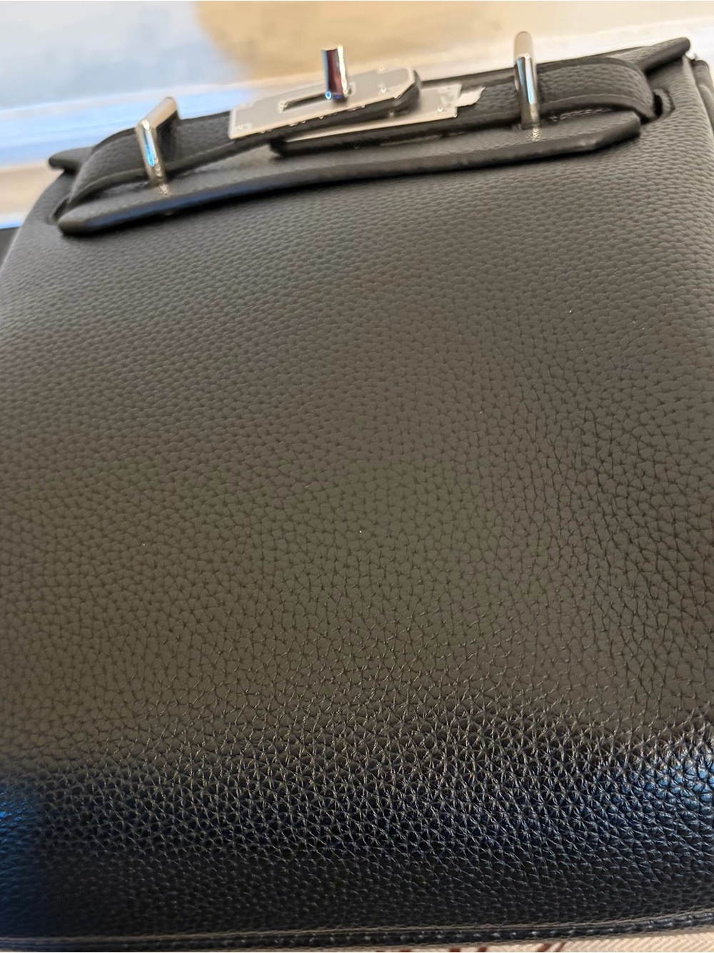 Black Leather Men's HAC Crossbody Bag with Silver Hardware - Picture 9 of 16